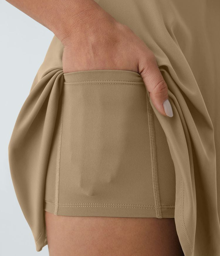 CurveLift™ Airy Backless Twisted Flare Low Support Dance Active Dress-Longer Length-Easy Peezy Edition A-C Cups