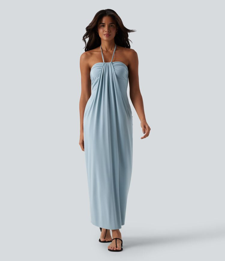 CurveLift™ Halter Tie Back Maxi Dress with Pockets