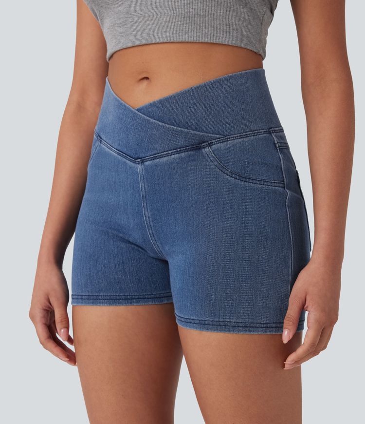 CurveLift™ High Waisted Pocket Denim Casual Shorts 3"