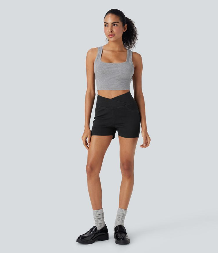 CurveLift™ High Waisted Pocket Denim Casual Shorts 3"