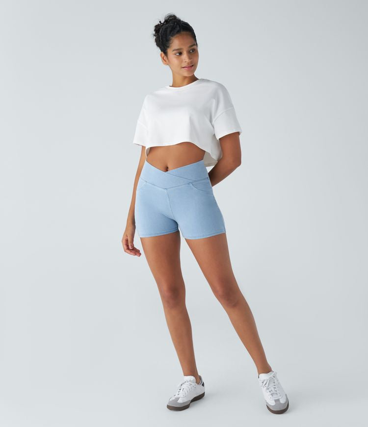 CurveLift™ High Waisted Pocket Denim Casual Shorts 3"