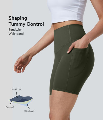 CurveLift™ High Waisted Tummy Control Pocket Shaping Training Biker Shorts 7''