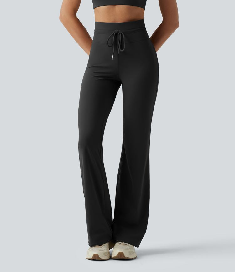 CurveLift™ High Waisted Drawstring Plain Flare Yoga Pants with Pockets