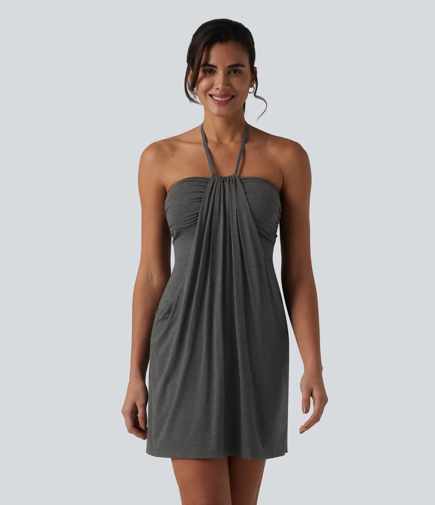 CurveLift™ Halter Tie Back Maxi Dress with Pockets
