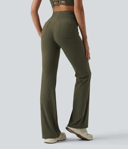 CurveLift™ High Waisted Drawstring Plain Flare Yoga Pants with Pockets