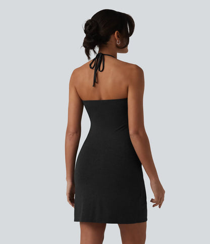CurveLift™ Halter Tie Back Maxi Dress with Pockets