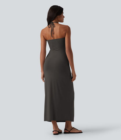 CurveLift™ Halter Tie Back Maxi Dress with Pockets