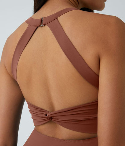 CurveLift™ Airy Backless Twisted Flare Low Support Dance Active Dress-Longer Length-Easy Peezy Edition A-C Cups