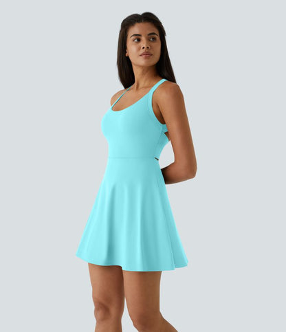 CurveLift™ Airy Backless Twisted Flare Low Support Dance Active Dress-Longer Length-Easy Peezy Edition A-C Cups
