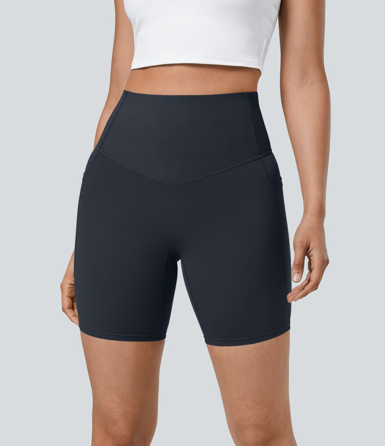 CurveLift™ High Waisted Tummy Control Pocket Shaping Training Biker Shorts 7''