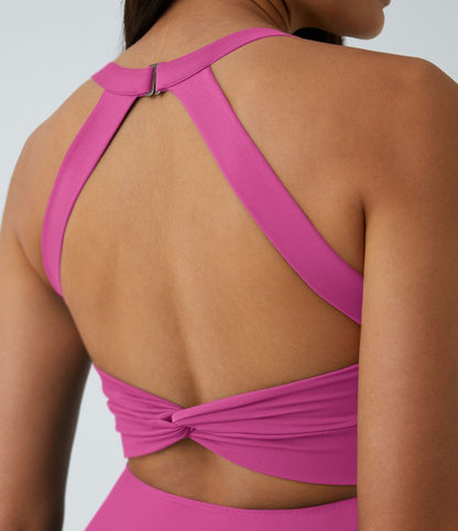 CurveLift™ Airy Backless Twisted Flare Low Support Dance Active Dress-Longer Length-Easy Peezy Edition A-C Cups