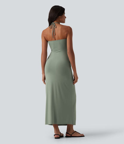 CurveLift™ Halter Tie Back Maxi Dress with Pockets
