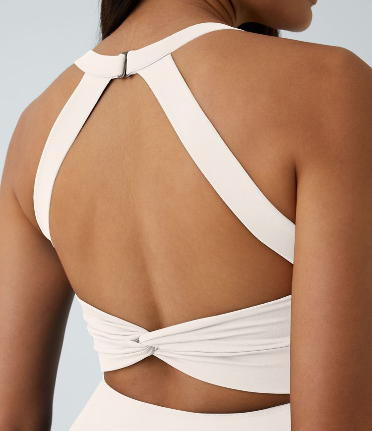CurveLift™ Airy Backless Twisted Flare Low Support Dance Active Dress-Longer Length-Easy Peezy Edition A-C Cups