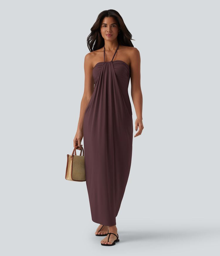 CurveLift™ Halter Tie Back Maxi Dress with Pockets