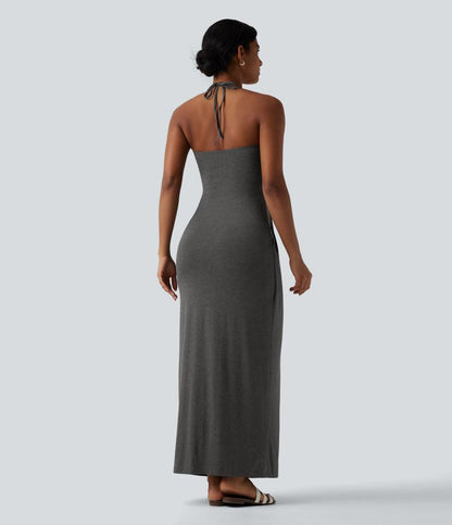 CurveLift™ Halter Tie Back Maxi Dress with Pockets