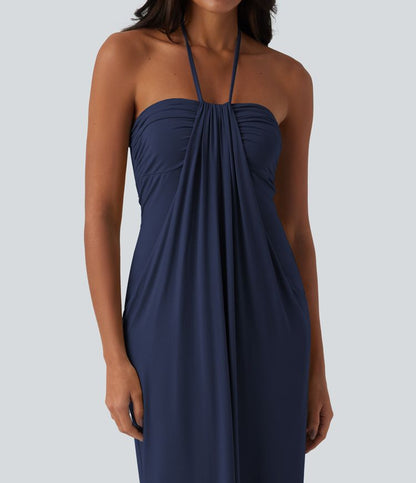 CurveLift™ Halter Tie Back Maxi Dress with Pockets