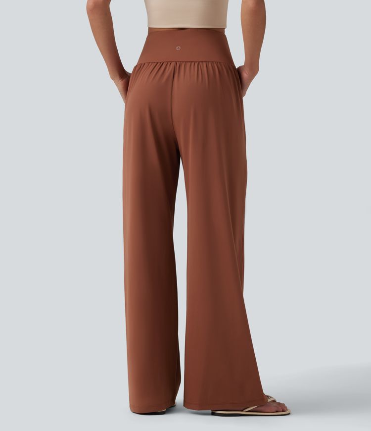 CurveLift™ Airy High Waisted Cool Touch Casual Baggy Pants with Pockets