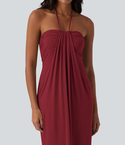 CurveLift™ Halter Tie Back Maxi Dress with Pockets