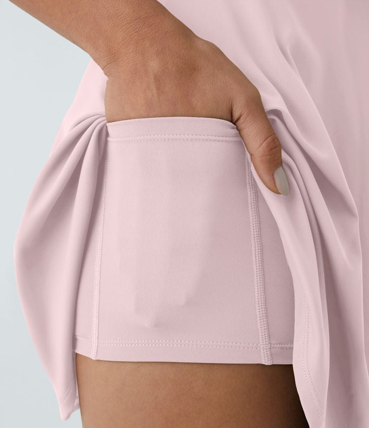 CurveLift™ Airy Backless Twisted Flare Low Support Dance Active Dress-Longer Length-Easy Peezy Edition A-C Cups