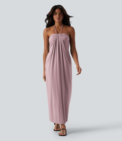 CurveLift™ Halter Tie Back Maxi Dress with Pockets