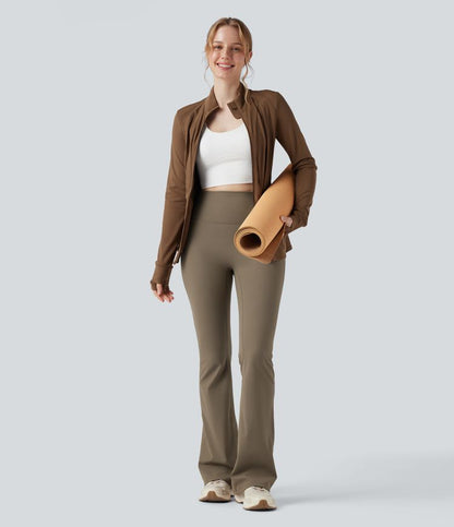 CurveLift™ Herringbone High Waisted Flare Yoga Leggings with Pockets