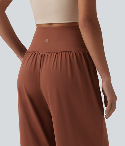 CurveLift™ Airy High Waisted Cool Touch Casual Baggy Pants with Pockets