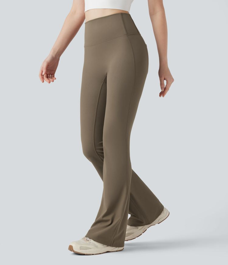 CurveLift™ Herringbone High Waisted Flare Yoga Leggings with Pockets
