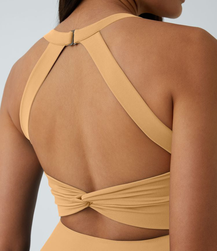 CurveLift™ Airy Backless Twisted Flare Low Support Dance Active Dress-Longer Length-Easy Peezy Edition A-C Cups