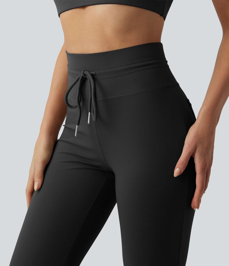CurveLift™ High Waisted Drawstring Plain Flare Yoga Pants with Pockets