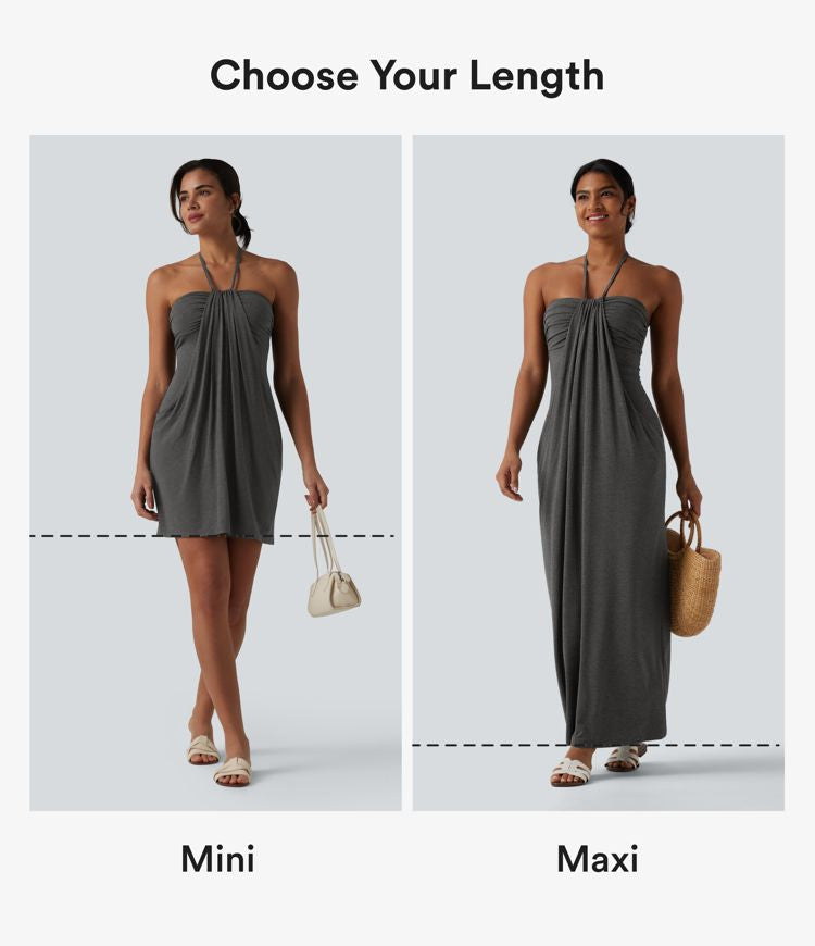 CurveLift™ Halter Tie Back Maxi Dress with Pockets