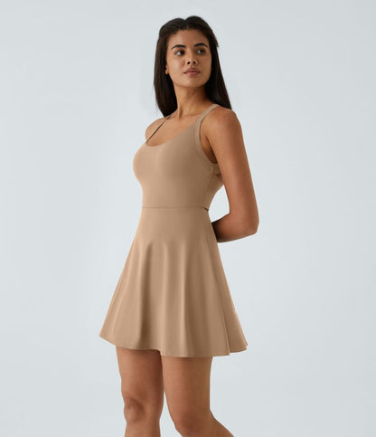 CurveLift™ Airy Backless Twisted Flare Low Support Dance Active Dress-Longer Length-Easy Peezy Edition A-C Cups