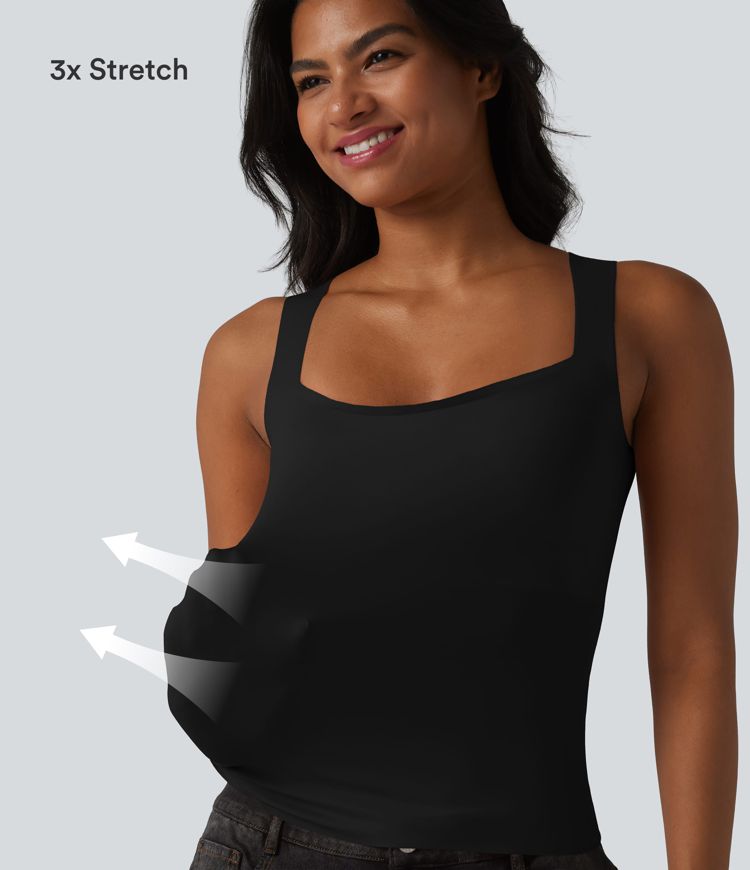 CurveLift™ Square Neck Built-in Bra Casual Tank Top B-E Cups