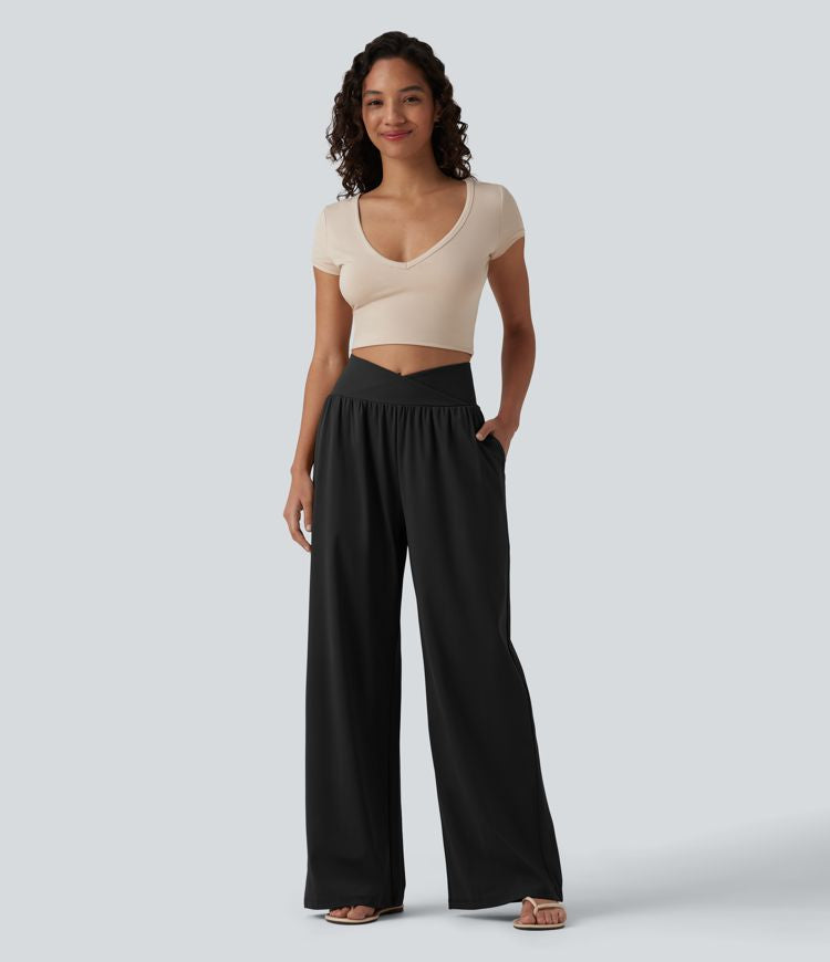 CurveLift™ Airy High Waisted Cool Touch Casual Baggy Pants with Pockets