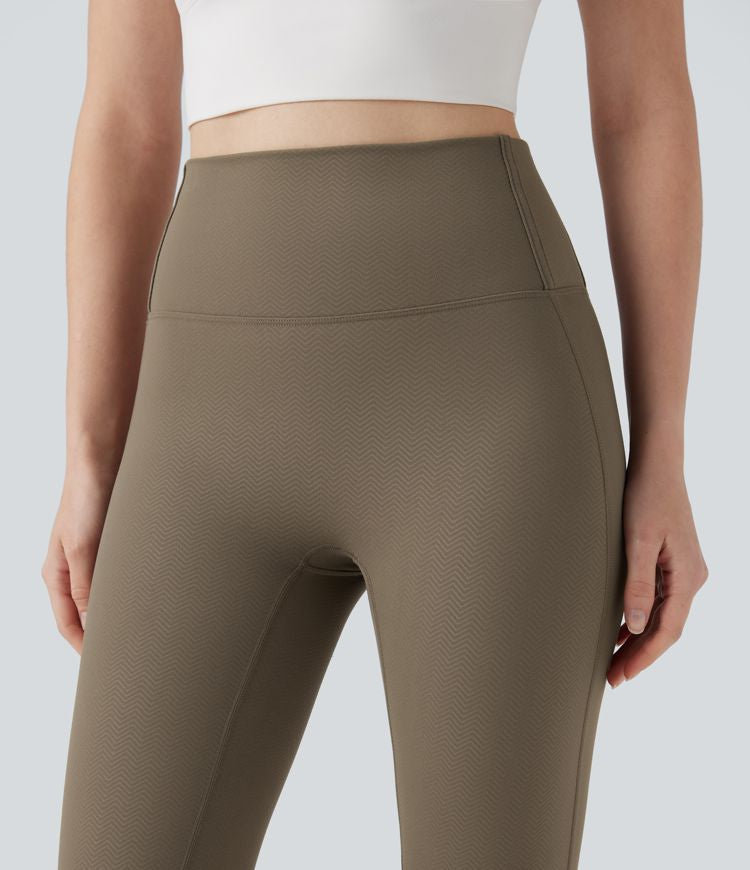 CurveLift™ Herringbone High Waisted Flare Yoga Leggings with Pockets