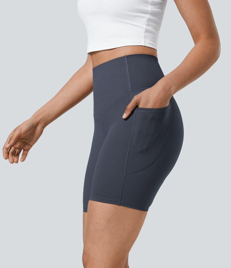 CurveLift™ High Waisted Tummy Control Pocket Shaping Training Biker Shorts 7''