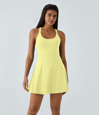 CurveLift™ Airy Backless Twisted Flare Low Support Dance Active Dress-Longer Length-Easy Peezy Edition A-C Cups
