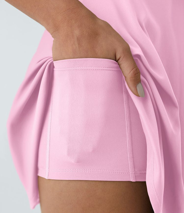 CurveLift™ Airy Backless Twisted Flare Low Support Dance Active Dress-Longer Length-Easy Peezy Edition A-C Cups