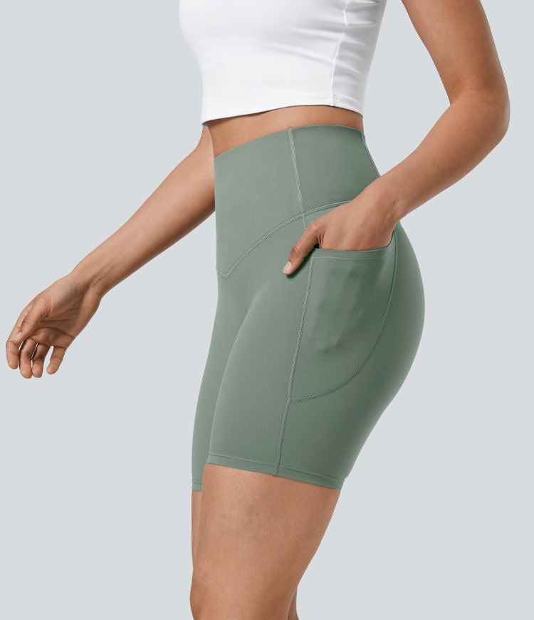 CurveLift™ High Waisted Tummy Control Pocket Shaping Training Biker Shorts 7''