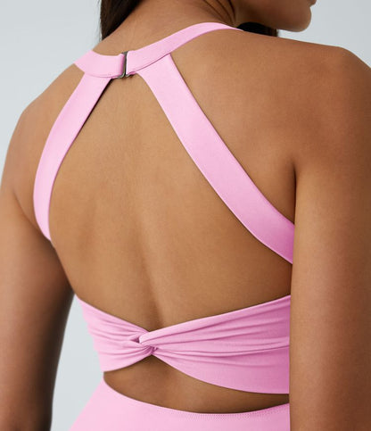 CurveLift™ Airy Backless Twisted Flare Low Support Dance Active Dress-Longer Length-Easy Peezy Edition A-C Cups