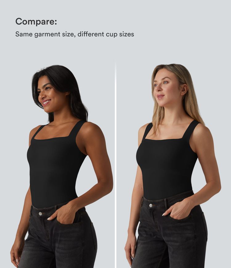 CurveLift™ Square Neck Built-in Bra Casual Tank Top B-E Cups
