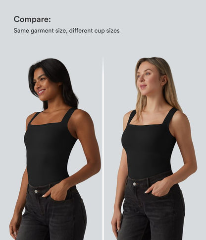 CurveLift™ Square Neck Built-in Bra Casual Tank Top B-E Cups