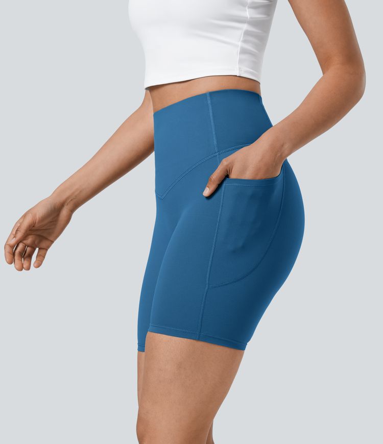 CurveLift™ High Waisted Tummy Control Pocket Shaping Training Biker Shorts 7''