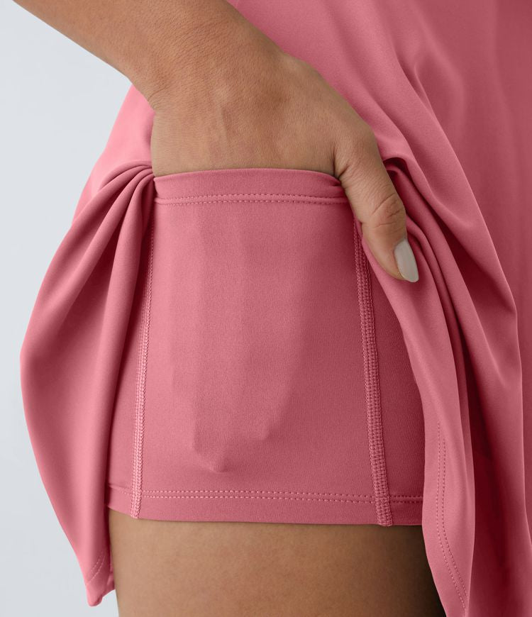 CurveLift™ Airy Backless Twisted Flare Low Support Dance Active Dress-Longer Length-Easy Peezy Edition A-C Cups