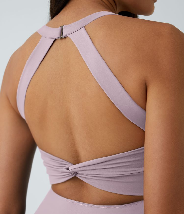 CurveLift™ Airy Backless Twisted Flare Low Support Dance Active Dress-Longer Length-Easy Peezy Edition A-C Cups