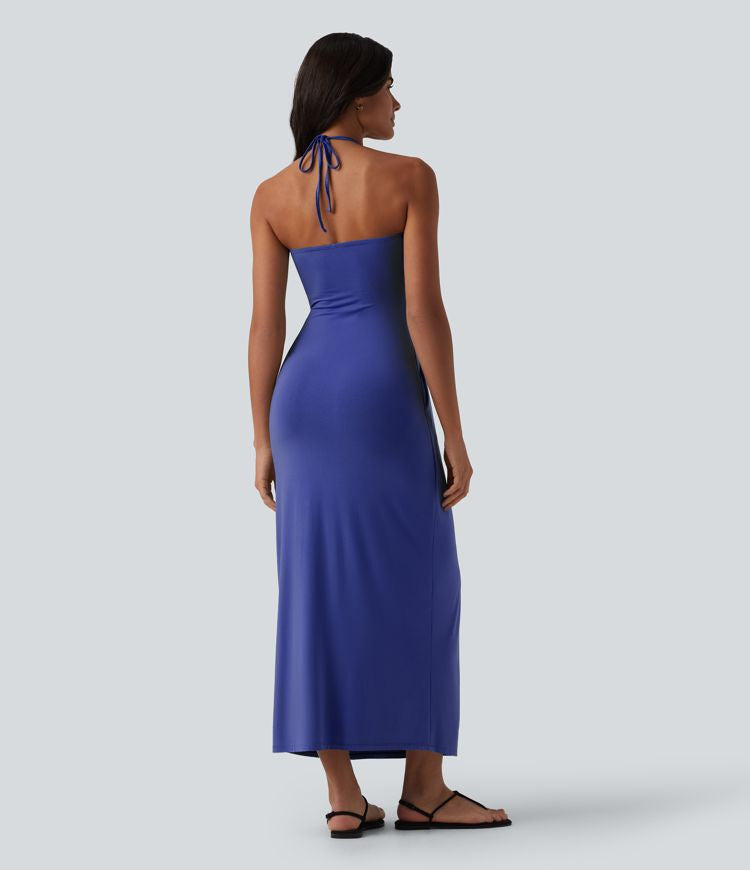 CurveLift™ Halter Tie Back Maxi Dress with Pockets
