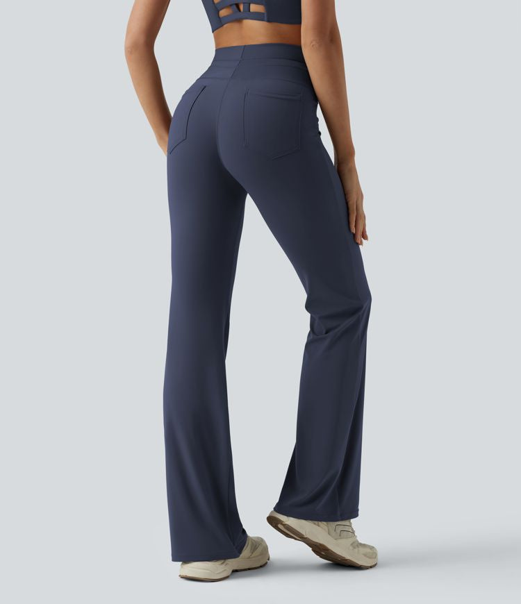 CurveLift™ High Waisted Drawstring Plain Flare Yoga Pants with Pockets