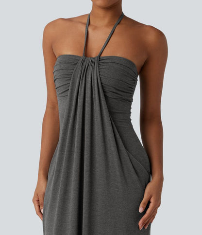 CurveLift™ Halter Tie Back Maxi Dress with Pockets