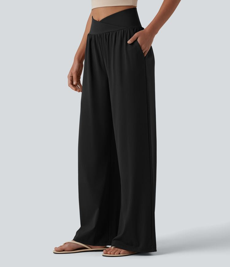 CurveLift™ Airy High Waisted Cool Touch Casual Baggy Pants with Pockets