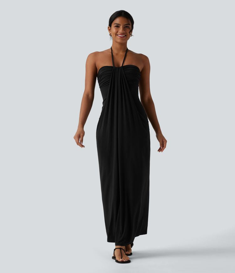 CurveLift™ Halter Tie Back Maxi Dress with Pockets