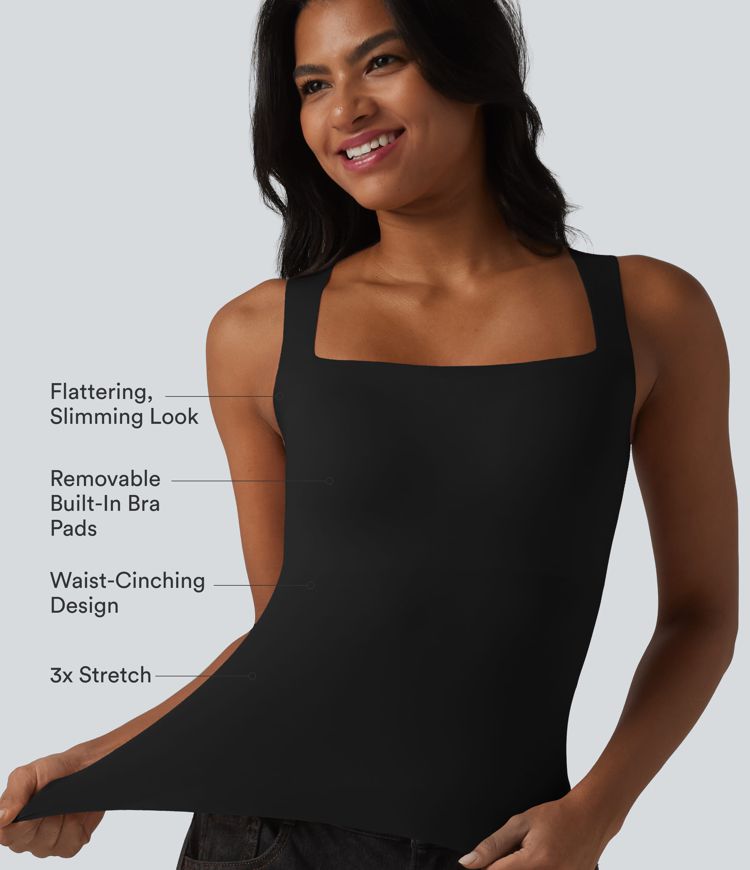 CurveLift™ Square Neck Built-in Bra Casual Tank Top B-E Cups